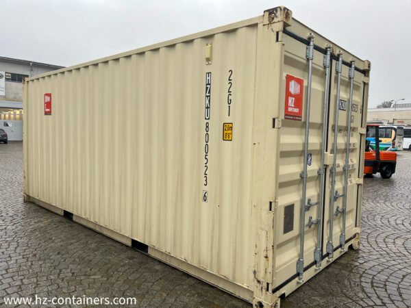 Contenedor de doble puerta de 6 m beige IICL 6, también apto para reequipamiento