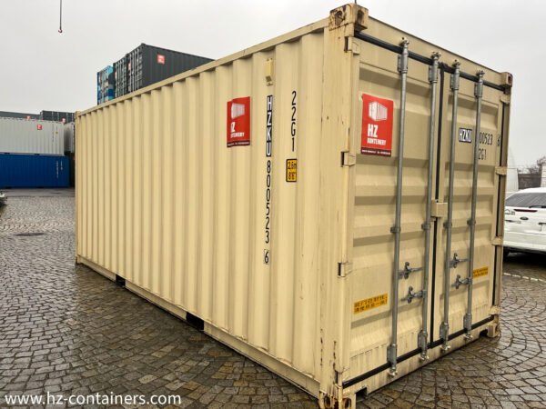 Contenedor de doble puerta de 6 m beige IICL 6, también apto para reequipamiento