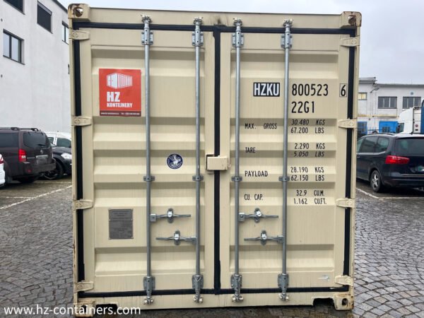 Contenedor de doble puerta de 6 m beige IICL 6, también apto para reequipamiento