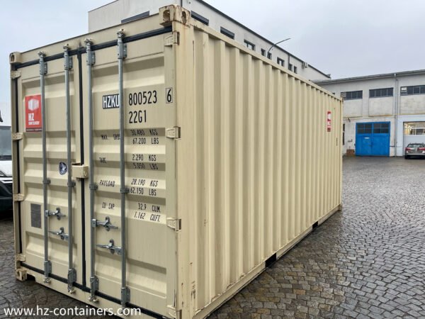 Contenedor de doble puerta de 6 m beige IICL 6, también apto para reequipamiento