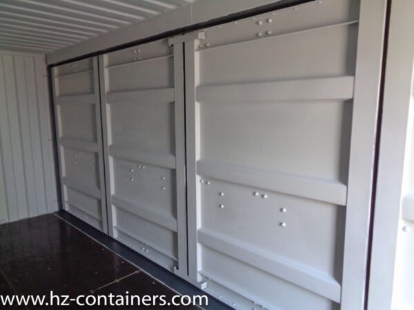 Contenedor marítimo 20’SD unidireccional open side gris
