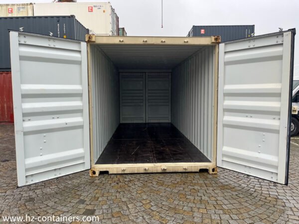 Contenedor de doble puerta de 6 m beige IICL 6, también apto para reequipamiento